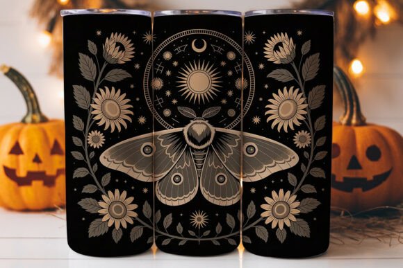 Celestial Moth Sunflower Tumbler Design