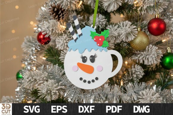 Charming Snowman Mug SVG for Winter Amp Laser Cutting