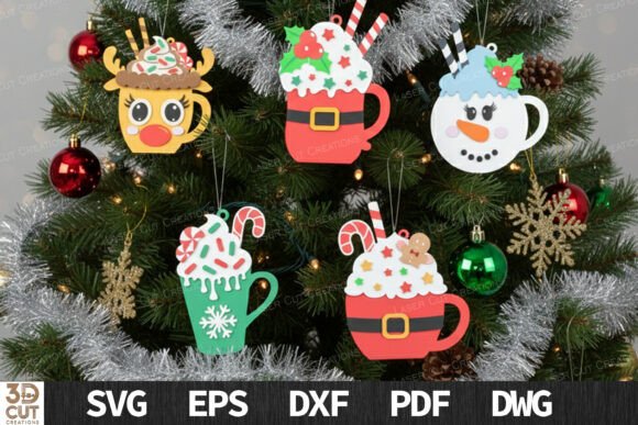 Christmas Mug Ornament Bundle SVG for Winter Amp Laser Cutting