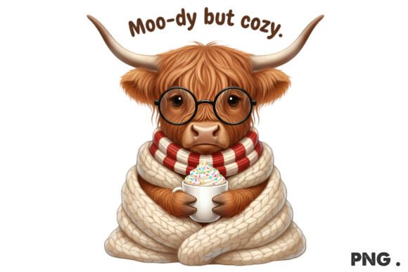 Cozy Highland Cow PNG: Charming Graphics for Handmade Projects