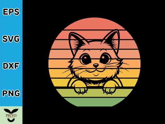 Delightful Cat Peeking Sunset: A Versatile T-Shirt Design