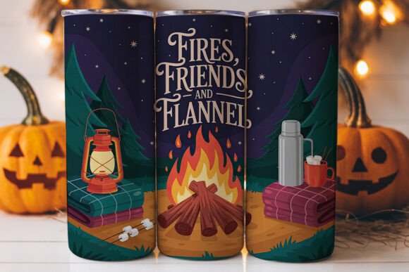 Fires Friends Flannel 20oz Tumbler Wrap: A Graphics Asset for Publishers
