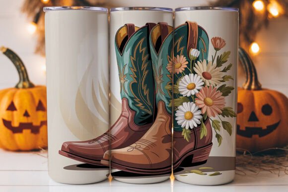 Floral Cowboy Boots 20oz Tumbler Wrap: A Graphics Gem for Tumbler Wraps