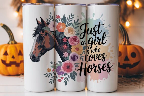 Floral Horse Girl 20oz Tumbler Wrap