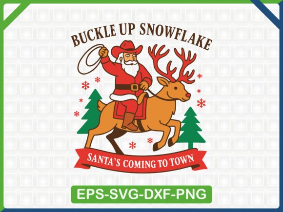 Funny Cowboy Santa Christmas Design for T-Shirt Designs and Graphics