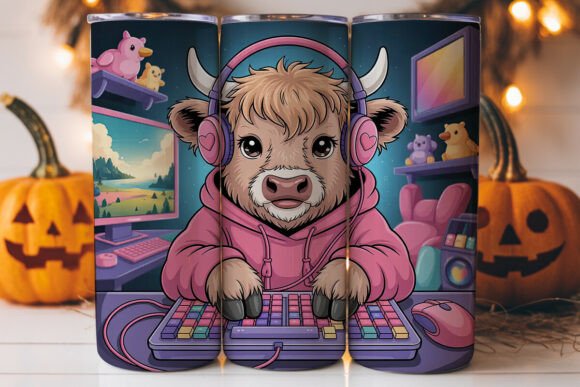 Gamer Cow 20oz Tumbler Wrap: A Creative Graphics Asset
