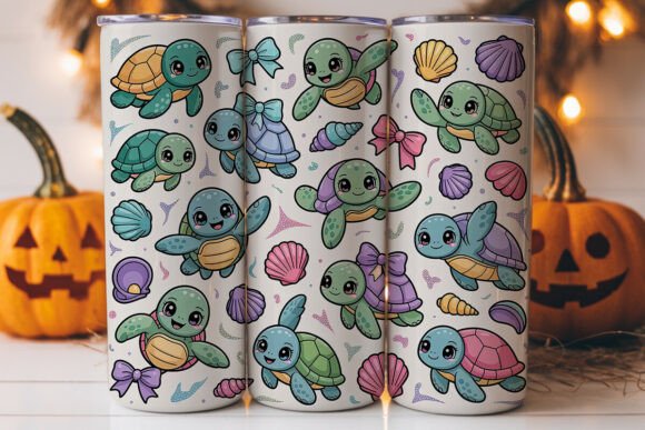 Kawaii Turtle Tumbler Wrap: A Versatile Graphics Asset