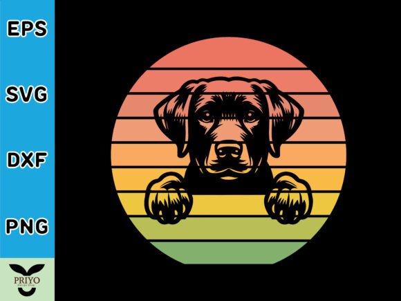 Labrador Retriever Dog Peeking Sunset: A Versatile T-Shirt Design Graphic