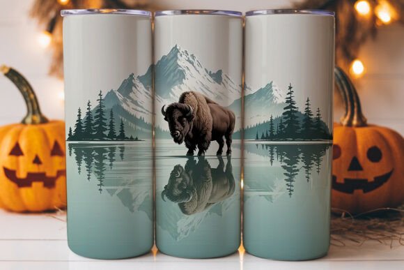 Majestic Bison Lake 20oz Tumbler Wrap Graphics