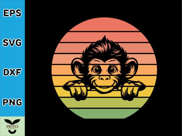 Monkey Peeking Sunset Vintage Retro: A Versatile Graphics and T-Shirt Design