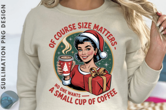 Retro Coffee Christmas Funny PNG Design for T-Shirt Graphics