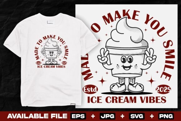 Retro Ice Cream Mascot: A Perfect Graphic for T-Shirt Designs