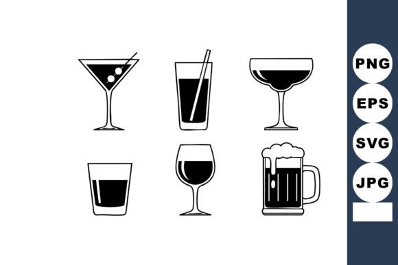 Review: Six Classic Cocktail and Drink Glass Icons for Graphics