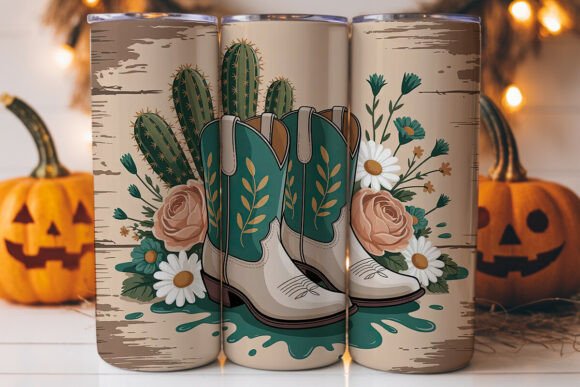 Rustic Cowgirl Boots 20oz Tumbler Wrap Graphics