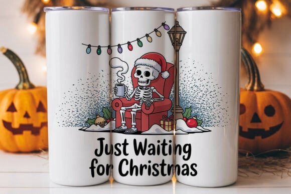 Skeleton Christmas 20oz Tumbler Wrap Graphics