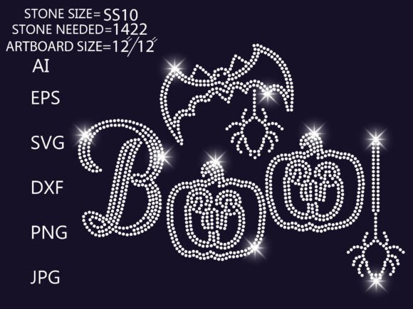 Sparkling Boo Rhinestone Halloween Graphics for T-Shirts