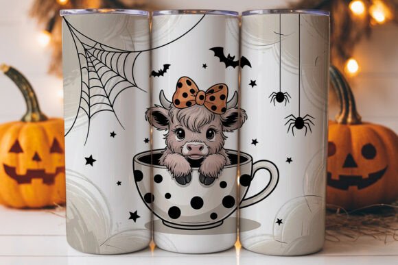 Spooky Highland Cow Tumbler Wraps for Graphics