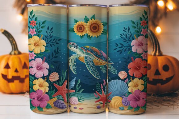 Tropical Sea Turtle Tumbler Wrap: A Versatile Graphics Asset