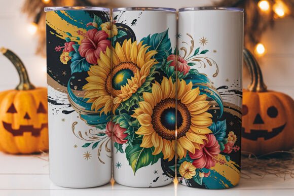 Tropical Sunflower Tumbler Wrap: A Vibrant Graphics Asset